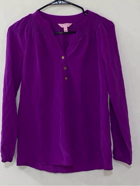 Tops - Lilly Pulitzer Vibrant Purple Long-Sleeve Henley Blouse